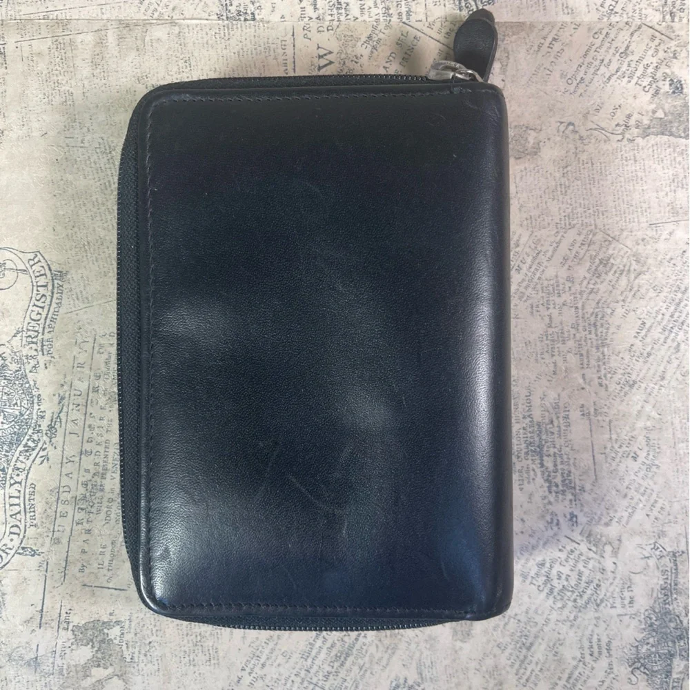 Vintage Double Zip Pocket Organizer Wallet Retro Travel Planner Case